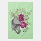 エレファントヘンナロータス花 キッチンタオル (縦)