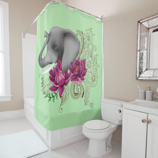エレファントヘンナロータス花 シャワーカーテン (インサイチュ)