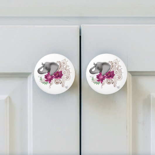 エレファントヘンナロータス花 セラミックノブ