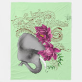 エレファントヘンナロータス花 フリースブランケット (正面)