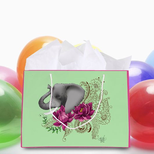 エレファントヘンナロータス花 ラージペーパーバッグ