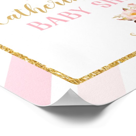 エレファントベイビーシャワーガールピンク歓迎ポスターサイン ポスター (角)