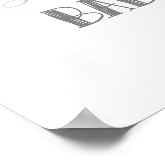 エレファントベイビーシャワーピンクとグレーのウェルカムサイン ポスター (角)