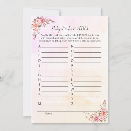 エレファントベイビープロダクツ ABC シャワーゲームカード 招待状 (正面)