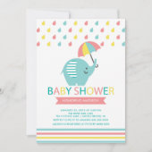 エレファントベカラフルビーシャワー招待状 招待状 (正面)