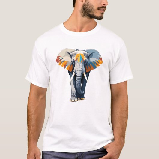 エレファントベクターアート鮮やか(カラー) Tシャツ (正面)