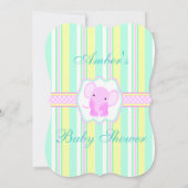 エレファントベストライプのビーガールシャワー招待状 招待状 (裏面)