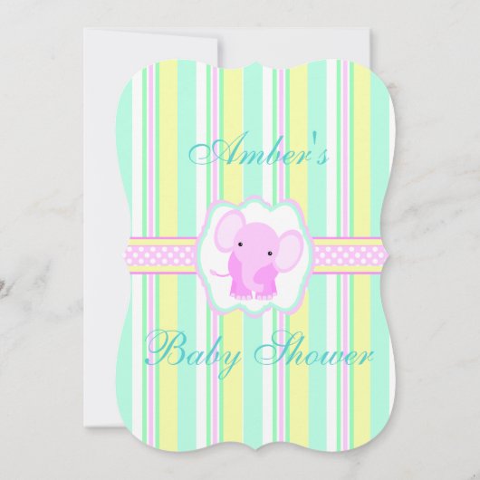 エレファントベストライプのビーガールシャワー招待状 招待状 (裏面)