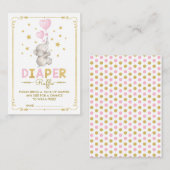 エレファントベビーガールおむつラッフルピンク金ゴールド星 エンクロージャーカード (正面/裏面)