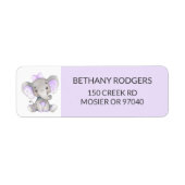 エレファントベビーガールシャワーエンベロープ差出人住所 ラベル (正面)