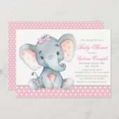 エレファントベビーガールシャワー招待状 招待状 (正面/裏面)