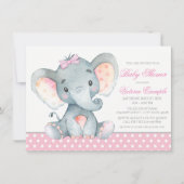 エレファントベビーガールシャワー招待状 招待状 (正面)