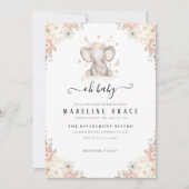 エレファントベビーガールベビーシャワー招待状 招待状 (正面)