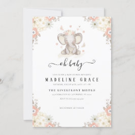 エレファントベビーガールベビーシャワー招待状 招待状