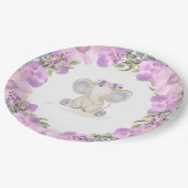 エレファントベビーガールベビーシャワー紙プレート ペーパープレート (アングル)