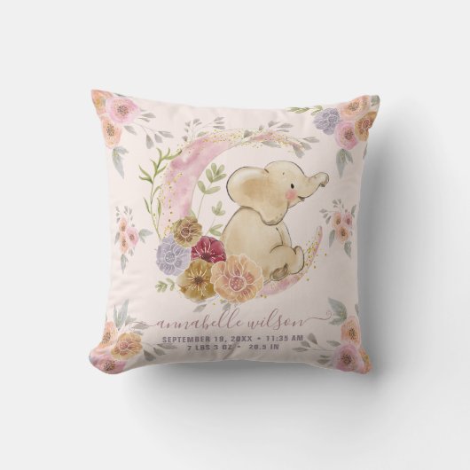 エレファントベビーガール誕生統計の写真 クッション (正面)