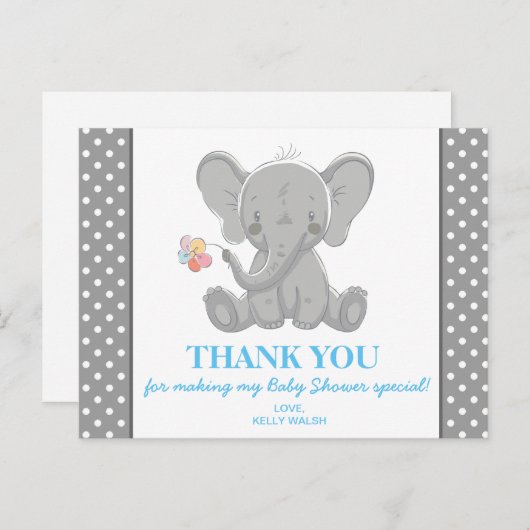 エレファントベビーシャワーありがとうございますお知らせ水玉模様 ポストカード (正面/裏面)