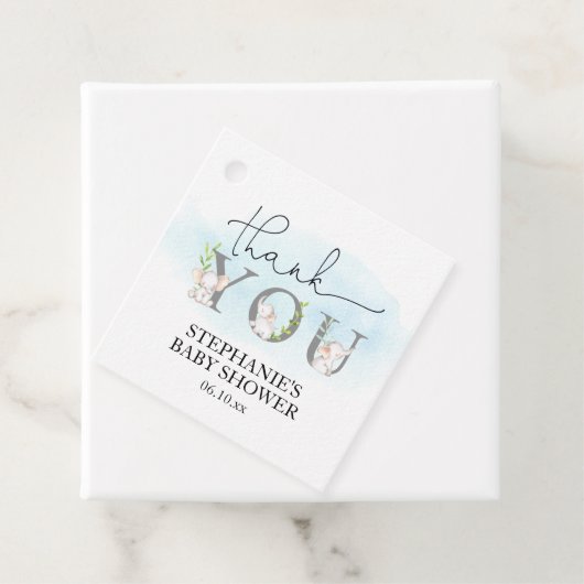 エレファントベビーシャワーありがとうパーティーラベル フェイバータグ (インサイチュ)