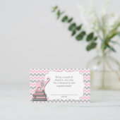エレファントベビーシャワーおむつラッフルチケットピンク エンクロージャーカード (スタンド正面)