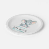 エレファントベビーシャワーアクア紙プレート ペーパープレート (アングル)