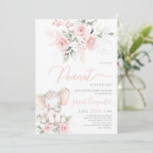 エレファントベビーシャワーガール招待状 招待状 (スタンド正面)