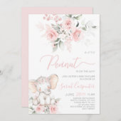 エレファントベビーシャワーガール招待状 招待状 (正面/裏面)