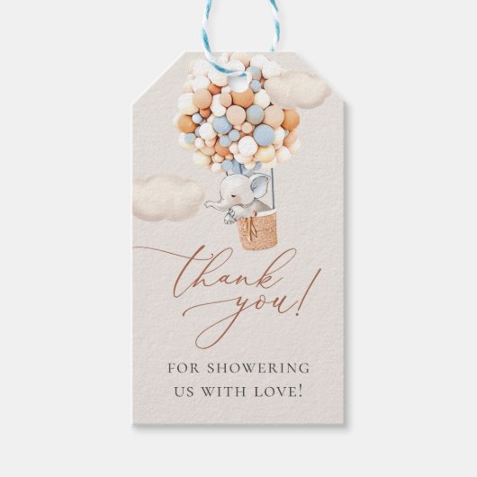 エレファントベビーシャワーギフトラベル ギフトタグ (正面)