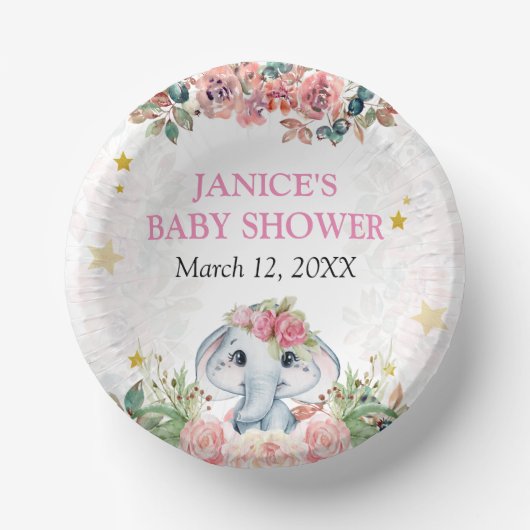 エレファントベビーシャワーギフトラベル ペーパーボウル (正面)