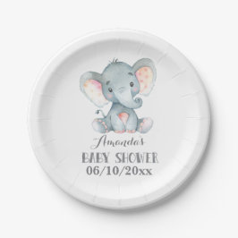 エレファントベビーシャワーグレー紙プレート ペーパープレート