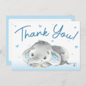 エレファントベビーシャワーサンキューカード サンキューカード (正面/裏面)