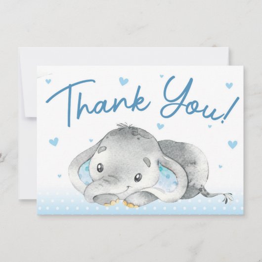 エレファントベビーシャワーサンキューカード サンキューカード (正面)