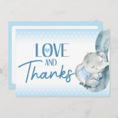 エレファントベビーシャワーサンキューカード サンキューカード (正面/裏面)