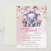 エレファントベビーシャワースイートリトルピーナッツガーデン 招待状 (正面/裏面)