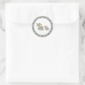 エレファントベビーシャワーステッカー – ラベンダー/ティール（緑がかった色） ラウンドシール (バッグ)