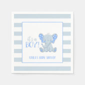 エレファントベビーシャワーナプキン – それは男の子カスタム- スタンダードカクテルナプキン (正面)