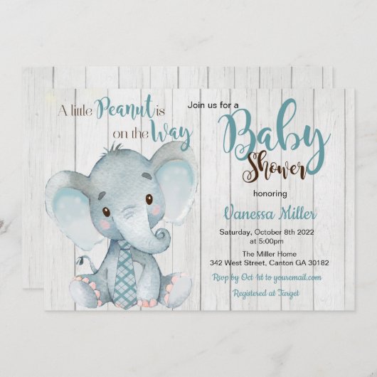 エレファントベビーシャワーバイメール招待状 招待状 (正面/裏面)