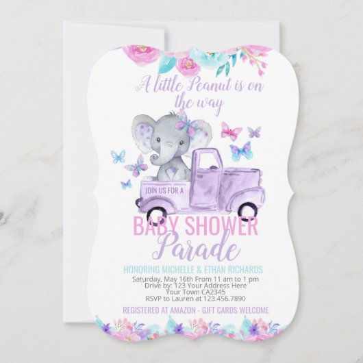 エレファントベビーシャワーパレード 招待状 (正面)