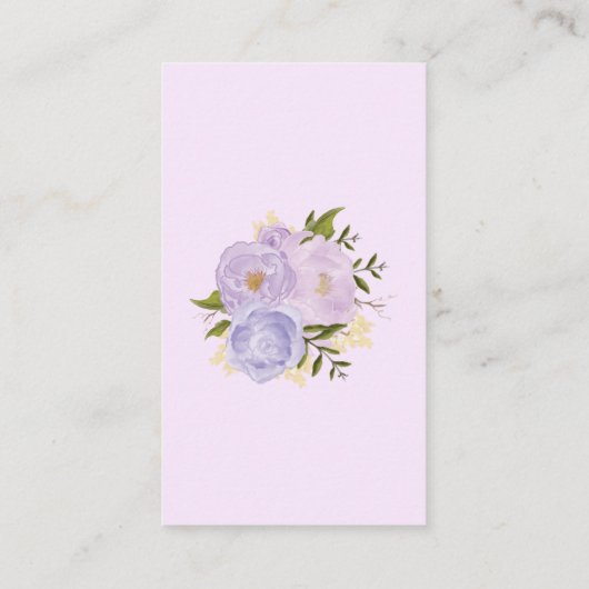 エレファントベビーシャワーパープルフローラおむつラッフル エンクロージャーカード (裏面)