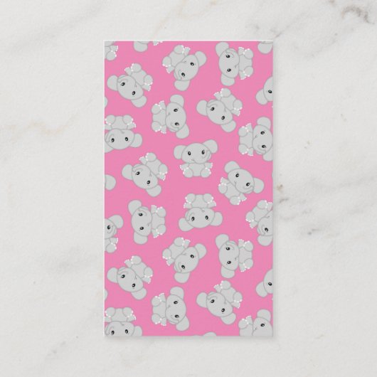 エレファントベビーシャワーピンクサファリガール エンクロージャーカード (裏面)