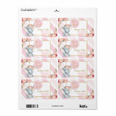 エレファントベビーシャワーピンク差出人住所ラベル ラベル (フルシート)