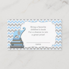 エレファントベビーシャワーブックラッフルチケットブルー エンクロージャーカード