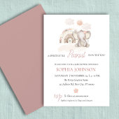 エレファントベビーシャワーベビーガールパステル招待状 招待状