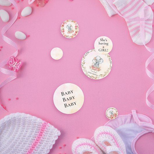 エレファントベビーシャワーボホシックなコーラルウォーターの色 コンフェッティ