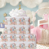 エレファントベビーシャワーボホシックなコーラルウォーターの色 ラッピングペーパー