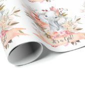 エレファントベビーシャワーボホシックなコーラルウォーターの色 ラッピングペーパー (ロールコーナー)