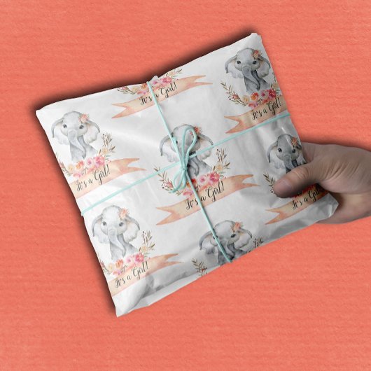 エレファントベビーシャワーボホシックなコーラルウォーターの色 薄葉紙