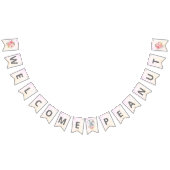 エレファントベビーシャワーボホシックコーラルウェルカム バンティングフラッグ (全)