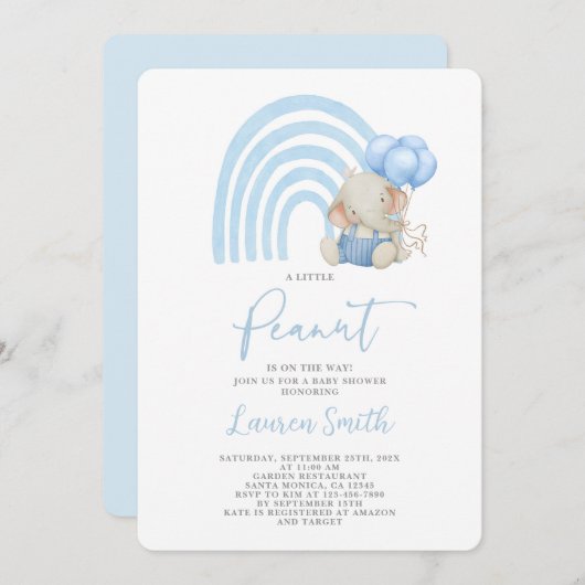 エレファントベビーシャワーボーイ招待状 招待状 (正面/裏面)