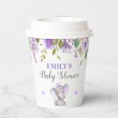 エレファントベビーシャワーラベンダーパープルリトルピーナッツ 紙コップ (裏面)