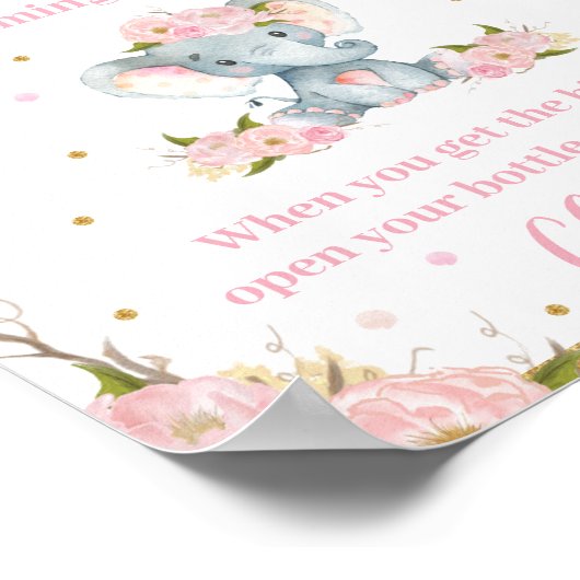 エレファントベビーシャワー到着応援ポップ・アートのシャンパン ポスター (角)